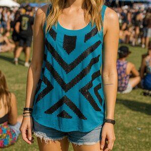 Jennifer Lopez Women’s Teal & Black Sleeveless Sequin Top Size XS